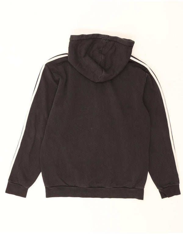 Felpa con cappuccio e vestibilità ampia con zip e collo Adidas da uomo, piccola, in cotone nero