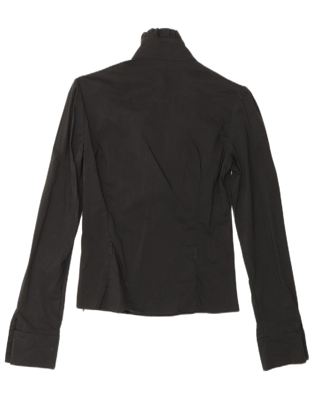 COVERI Camicetta da donna a maniche lunghe con volant sul davanti UK 10 Piccola in nylon nero