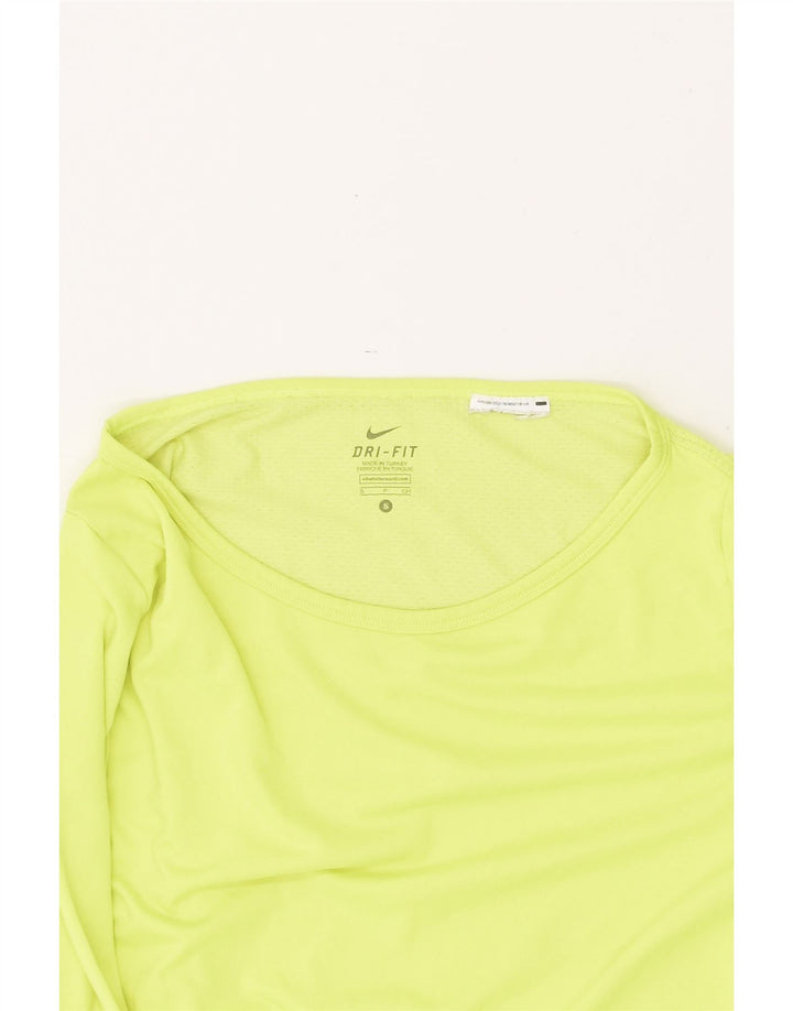 NIKE Top Dri Fit da donna a maniche lunghe UK 10 Small Verde Poliestere