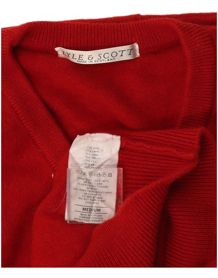 Lyle & Scott Maglione da uomo con scollo a V in lana rossa media