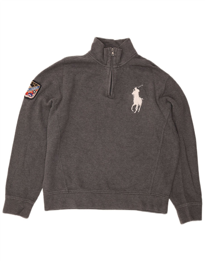 Polo Ralph Lauren Felpa da uomo con collo con zip grafica Maglione grigio medio