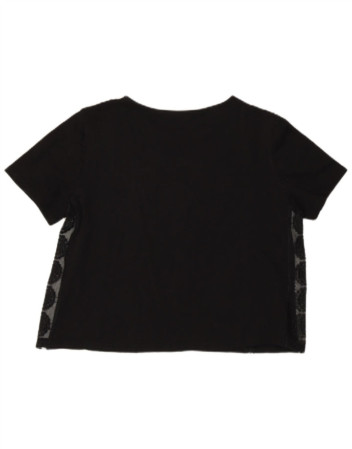 Top corto da donna Zara UK 12 medio nero geometrico