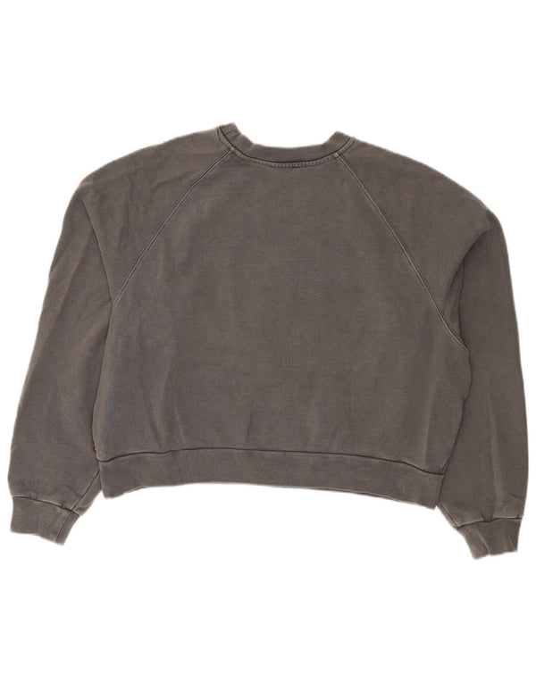 Levi's Donna Crop Graphic Felpa Oversize Maglione UK 14 Grigio Medio