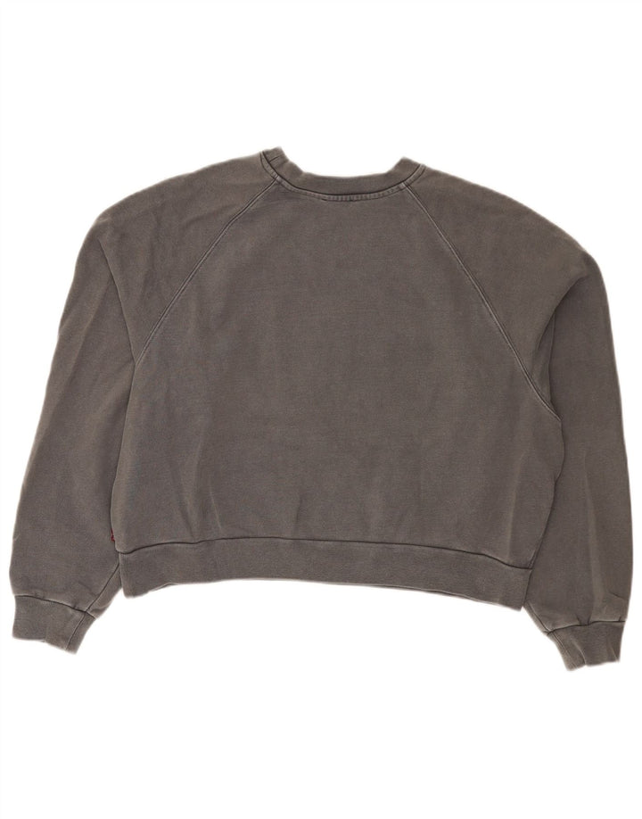 Levi's Donna Crop Graphic Felpa Oversize Maglione UK 14 Grigio Medio