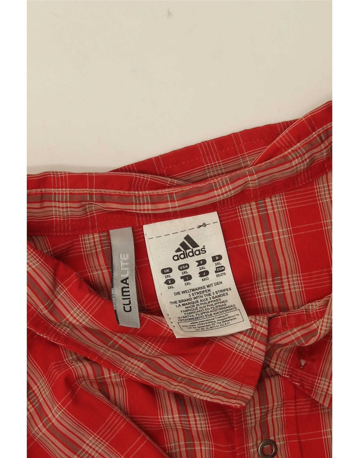Camicia a maniche corte Adidas Uomo Climalite 2XL Poliammide a quadri rossi