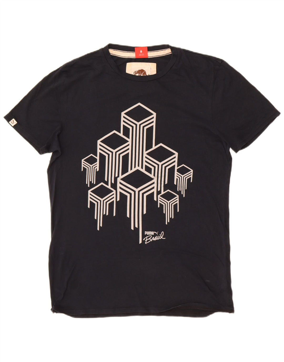 T-shirt grafica da uomo Puma Top in cotone nero medio