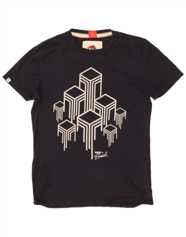 T-shirt grafica da uomo Puma Top in cotone nero medio