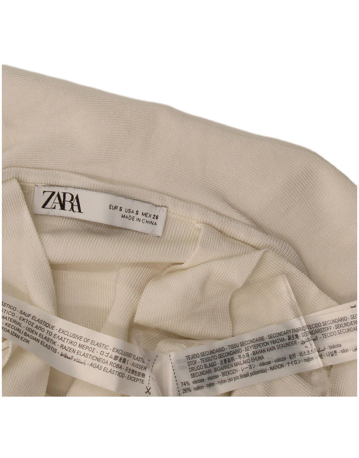 Top corto da donna Zara con volant sul davanti, taglia UK 8, piccola, in viscosa bianco sporco