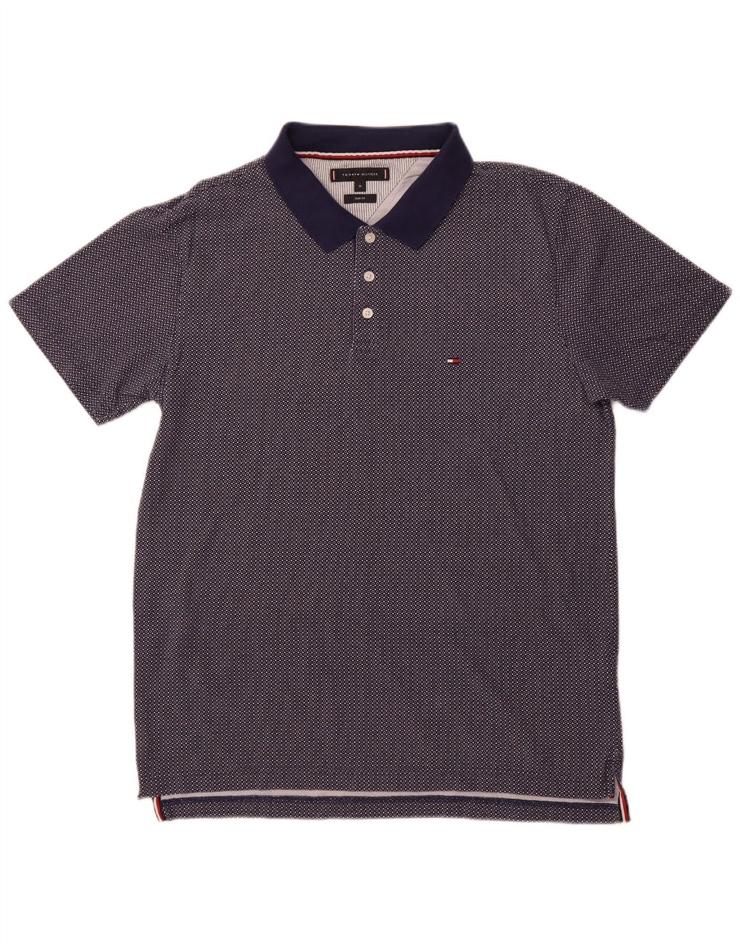 TOMMY HILFIGER Polo da uomo XL in cotone maculato blu navy