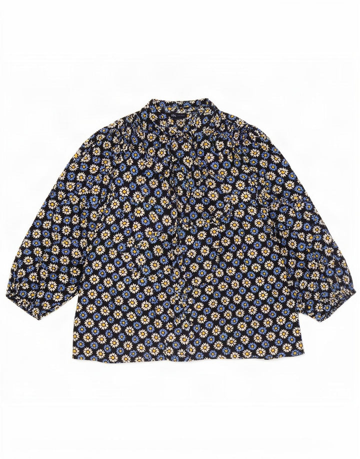Marks & Spencer Camicetta da donna con allacciatura frontale Top UK 16 Grande blu navy floreale