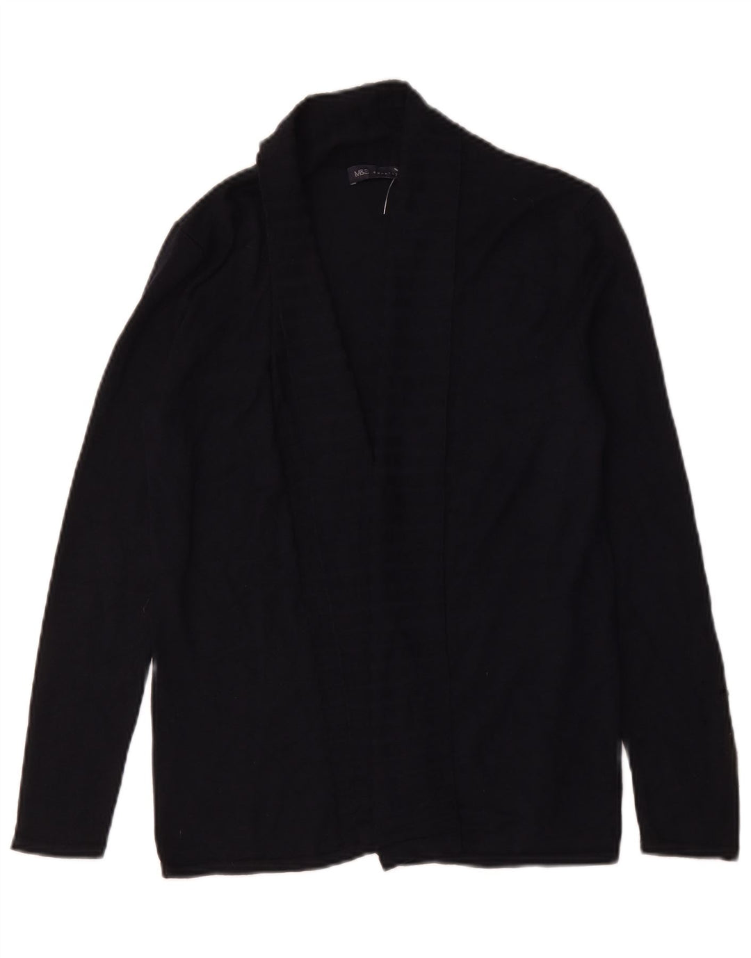 Maglione cardigan aperto da donna Marks & Spencer UK 10 piccolo viscosa blu navy