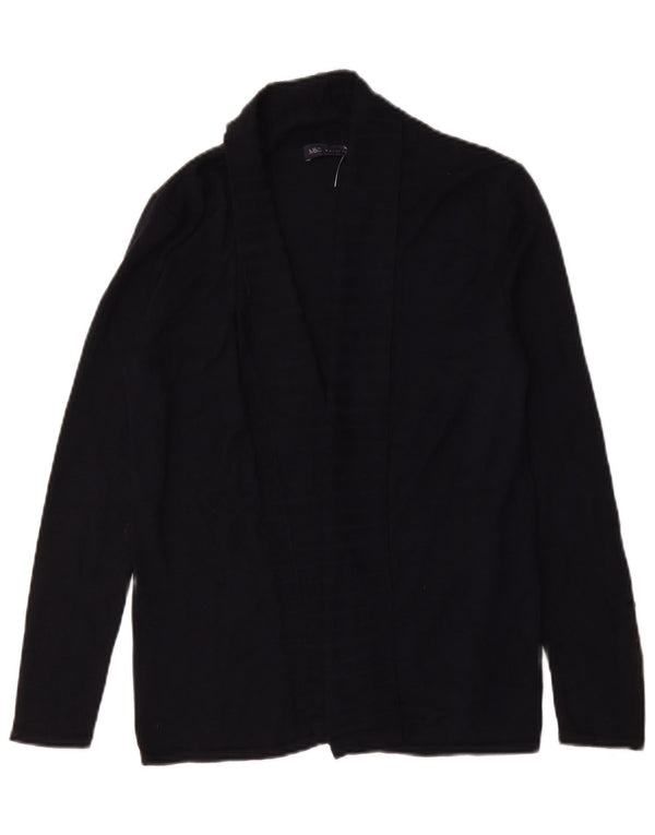 Maglione cardigan aperto da donna Marks & Spencer UK 10 piccolo viscosa blu navy