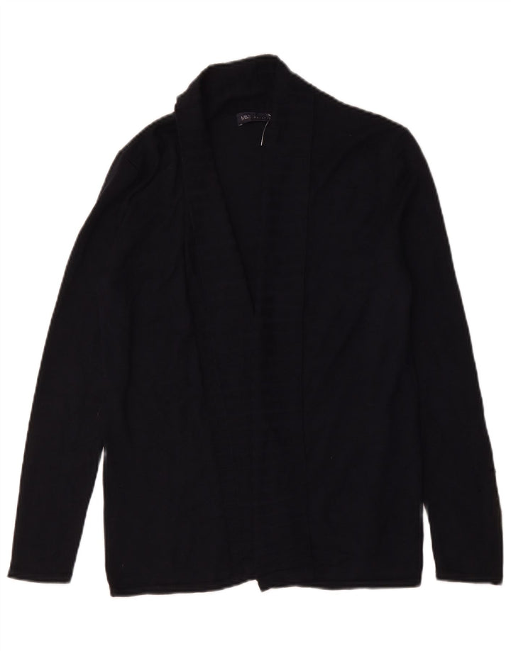 Maglione cardigan aperto da donna Marks & Spencer UK 10 piccolo viscosa blu navy