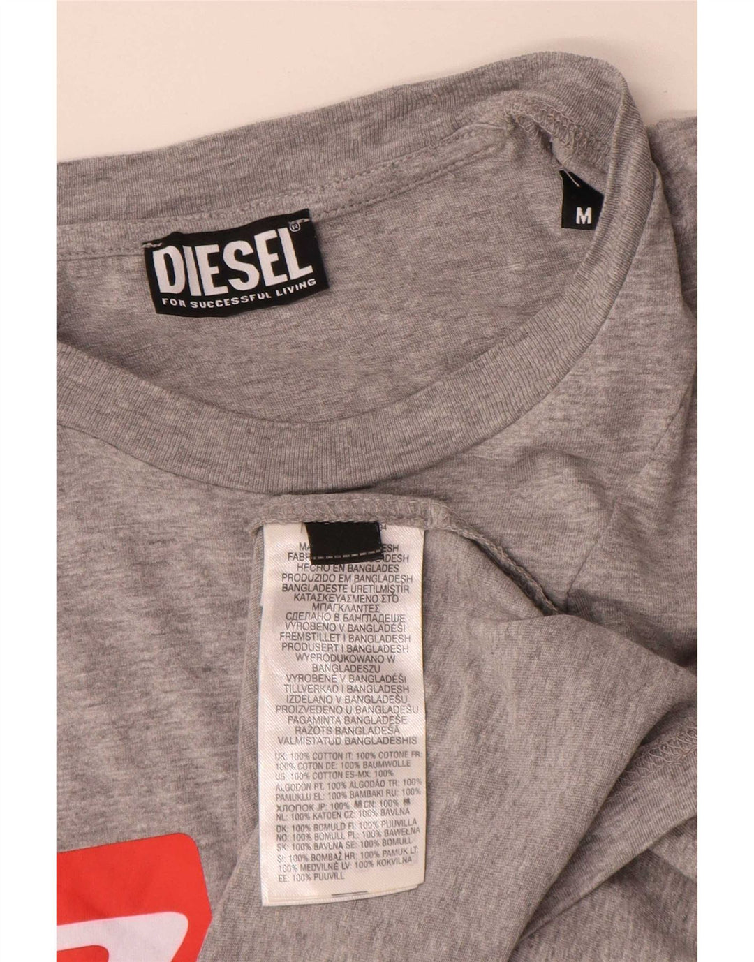 T-shirt grafica da uomo Diesel Top in cotone mélange grigio medio