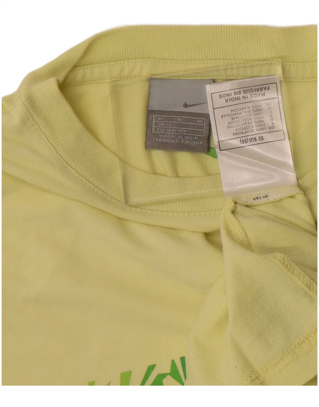 T-shirt grafica da ragazzo Nike Top 10-11 anni in cotone giallo medio