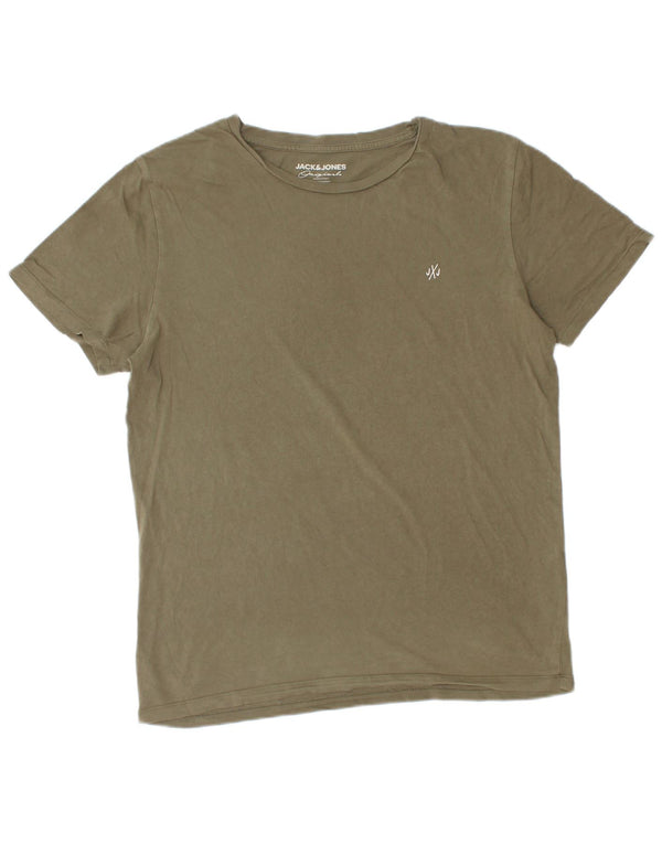 T-shirt da uomo Jack & Jones Top grande in cotone kaki