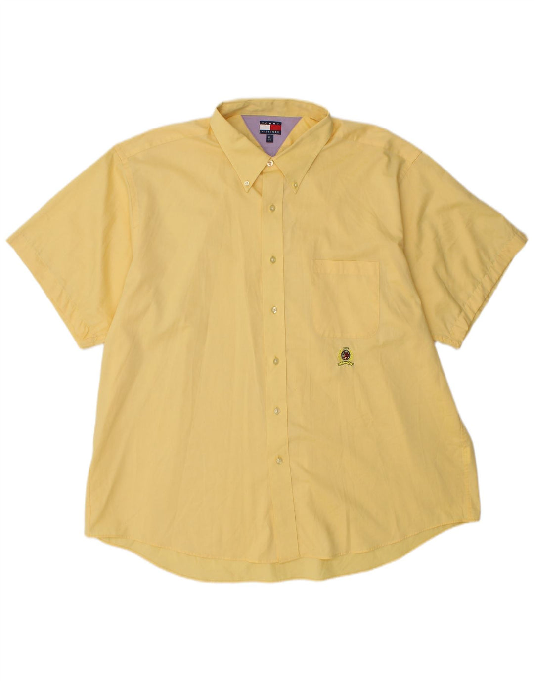 TOMMY HILFIGER Camicia a maniche corte da uomo XL Gialla