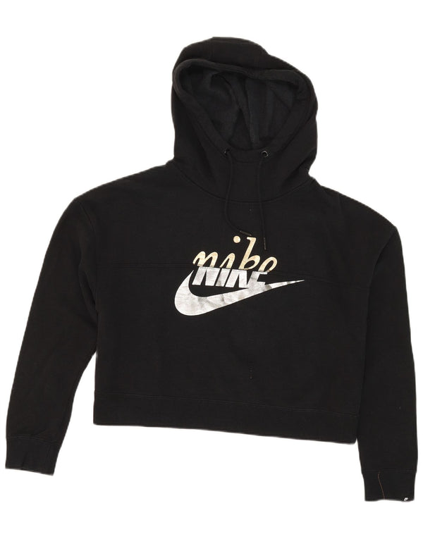 Maglione con cappuccio grafico oversize da donna Nike UK 10 piccolo cotone nero