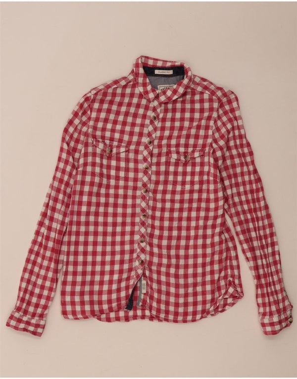 Fat Face Camicia da donna in flanella dal taglio classico UK 12 Cotone a quadretti rosso medio