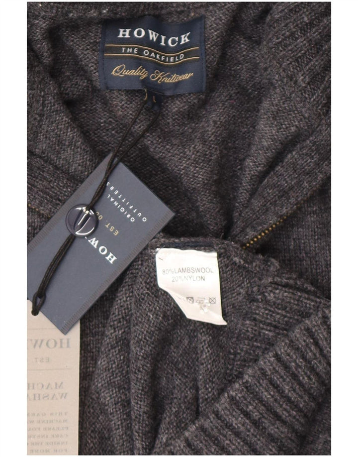 Maglione Howick da uomo con zip e collo grande in lana grigia