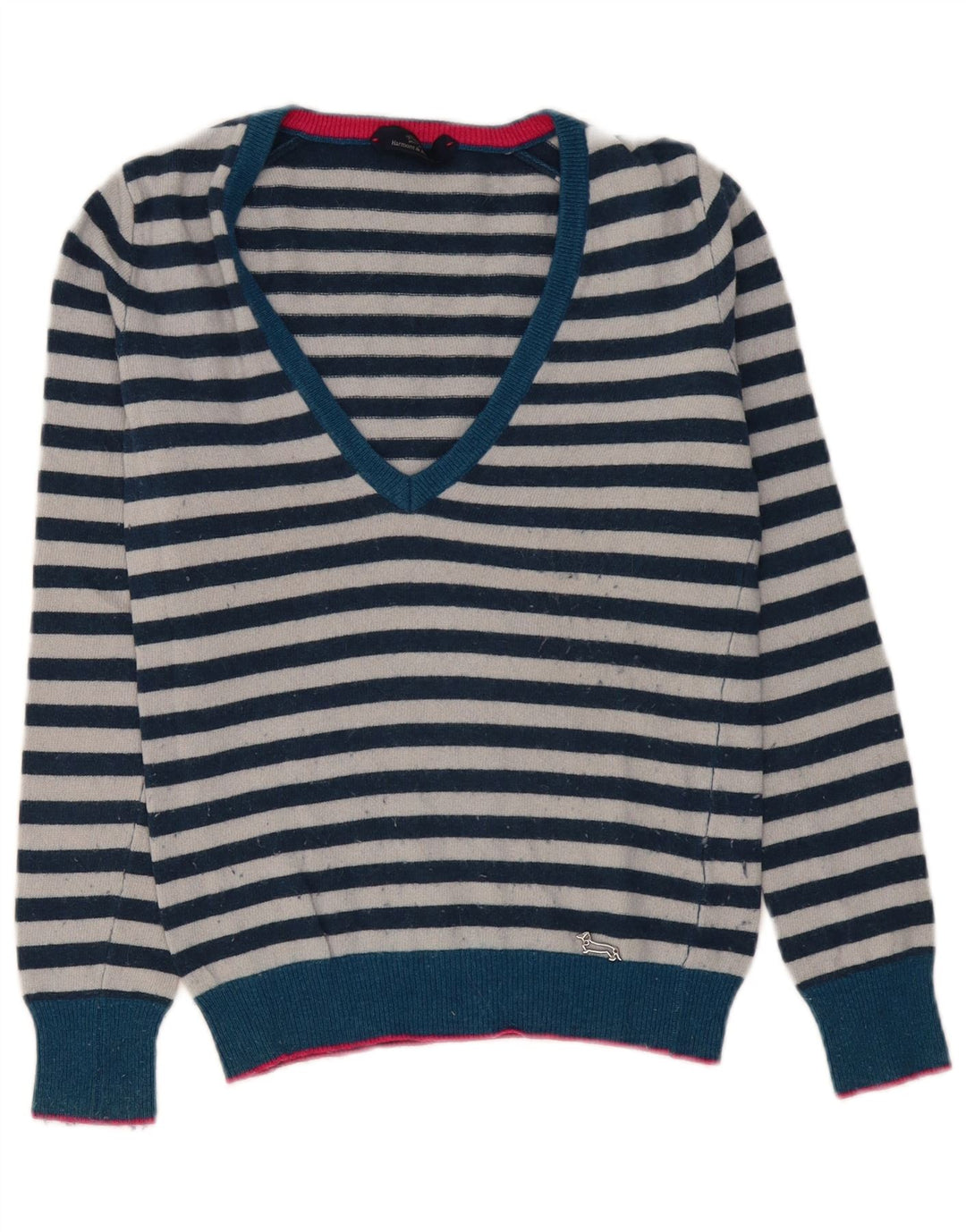 Maglione maglione con scollo a V da donna HARMONT & BLAINE UK 10 piccolo blu navy