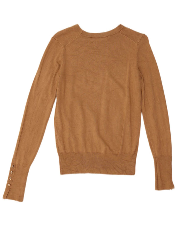 Maglione Zara da donna con scollo a barca UK 10 piccolo in viscosa beige