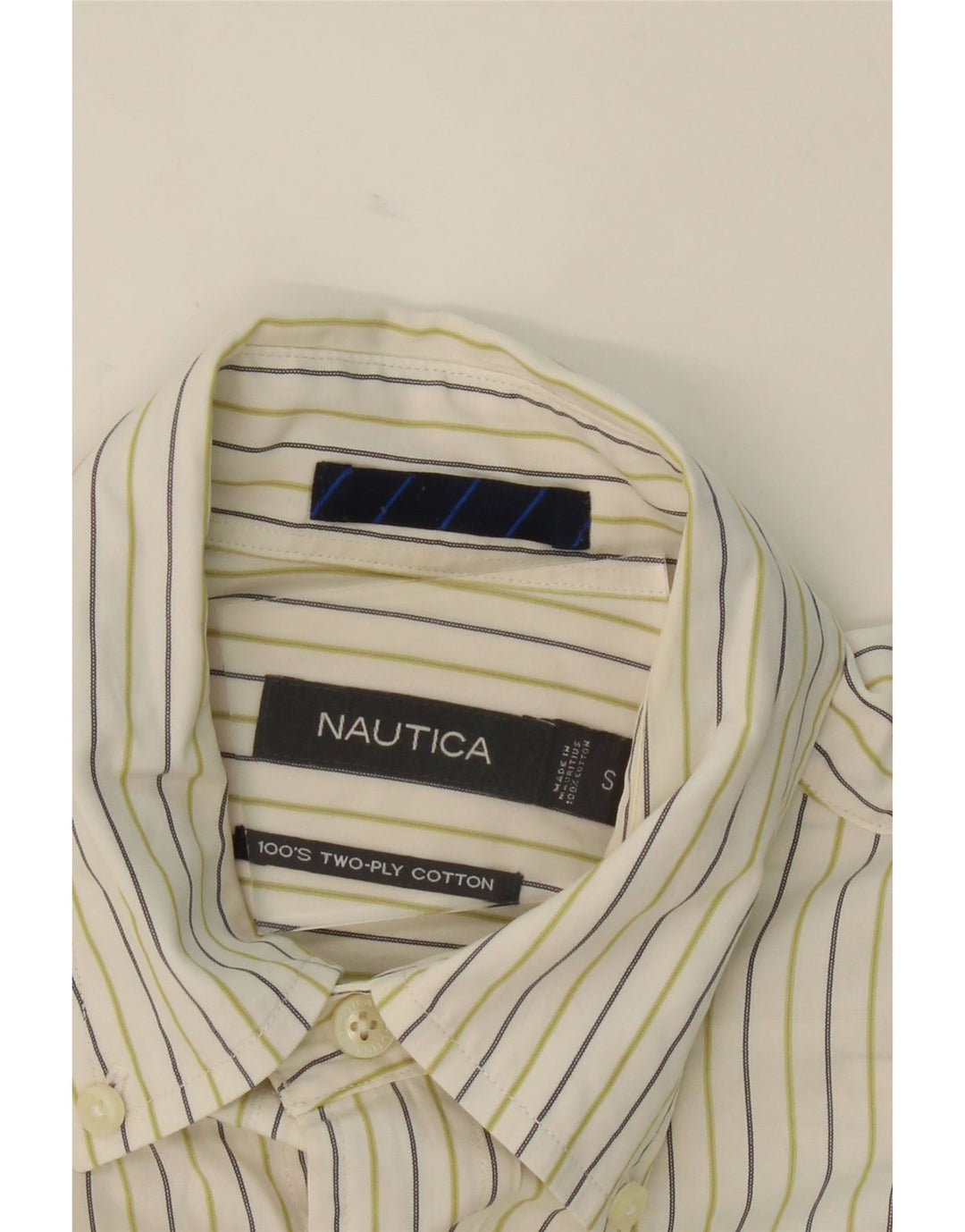 NAUTICA Mens Shirt Small White Pinstripe Cotton Vintage Nautica and Second-Hand Nautica from Messina Hembry 