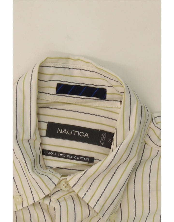 NAUTICA Mens Shirt Small White Pinstripe Cotton Vintage Nautica and Second-Hand Nautica from Messina Hembry 