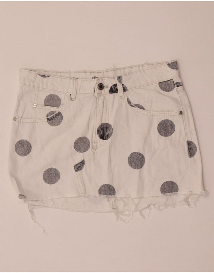 Mini gonna di jeans Trafaluc da donna Zara media W28 a pois bianchi
