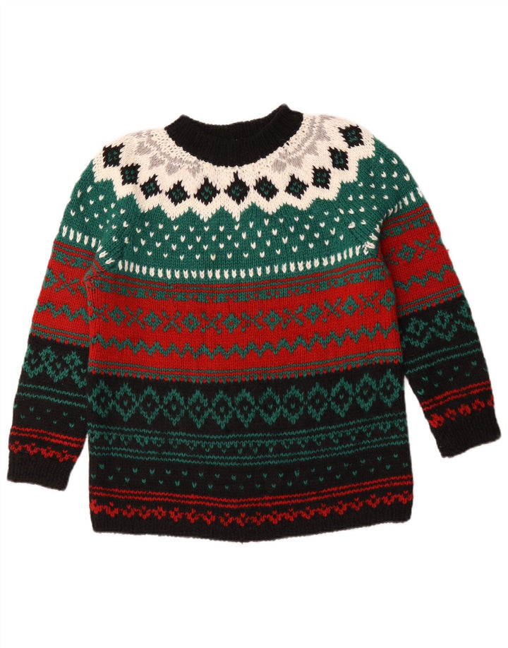 Maglione vintage da donna con collo dolcevita UK 16 grande multicolore