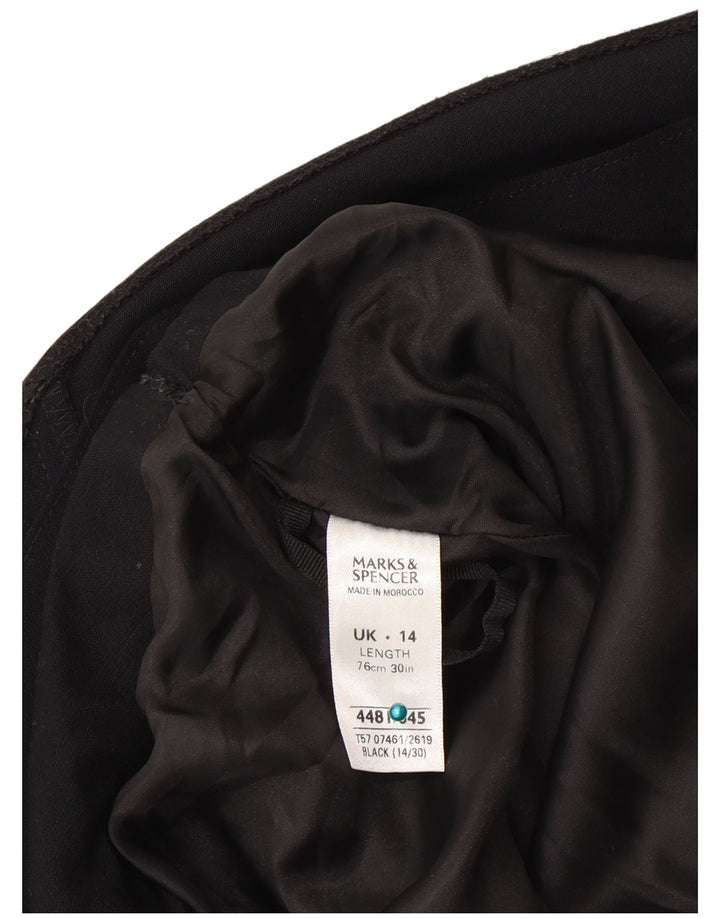 Gonna a trapezio da donna Marks & Spencer UK 14 media W30 poliestere nero
