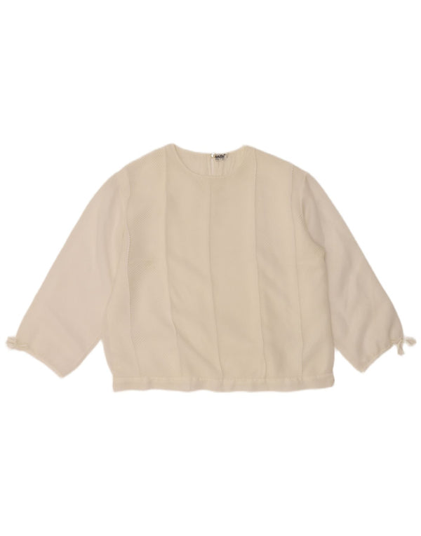 Top camicetta vintage da donna con maniche a 3/4 UK 16 grande bianco
