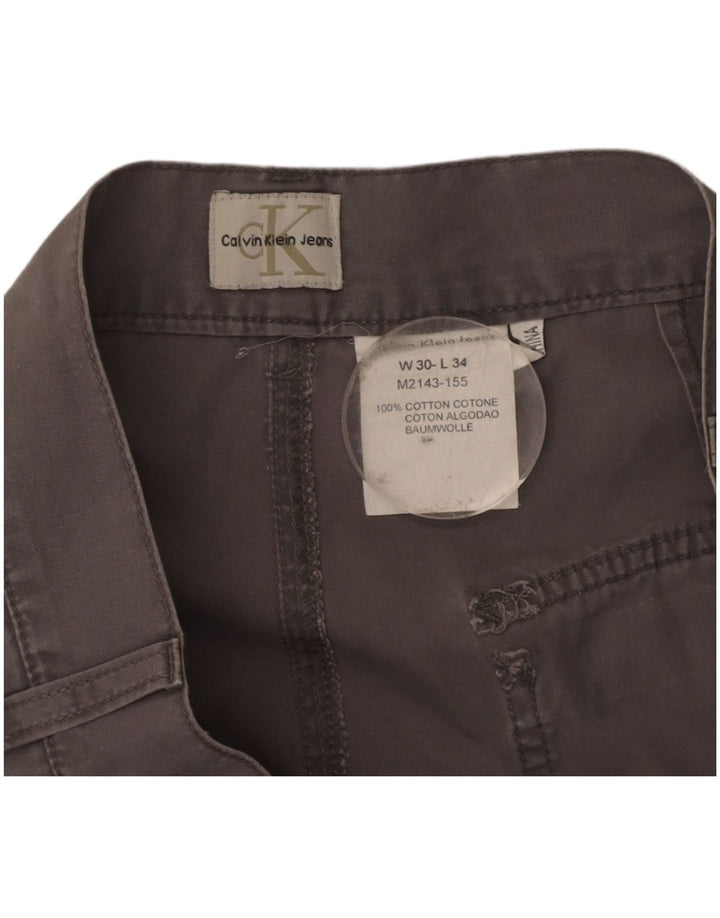 CALVIN KLEIN Mens Straight Cargo Trousers W30 L34 Grey Cotton