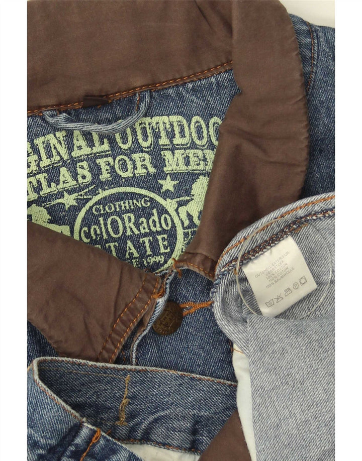 Atlas For Men Giacca di jeans da uomo UK 40 Large Blu Cotone