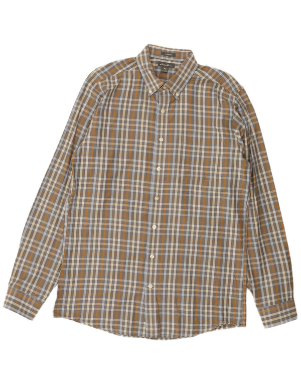 EDDIE BAUER Camicia da uomo dalla vestibilità classica in cotone a quadri grigio medio