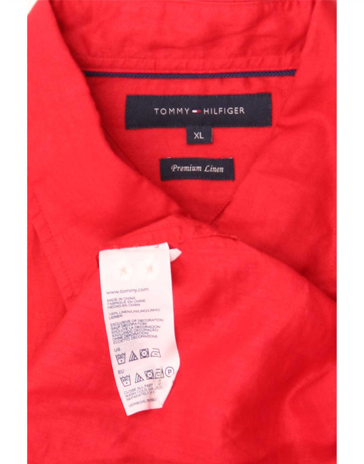 Camicia da uomo Tommy Hilfiger XL Lino rosso