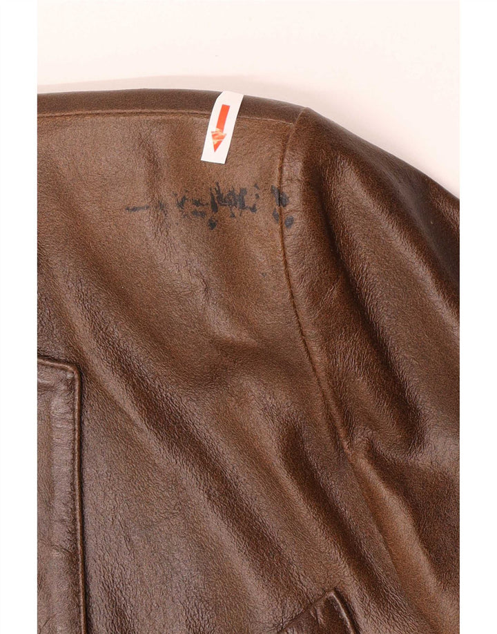 Giacca in pelle vintage da uomo UK 36 piccola marrone classica