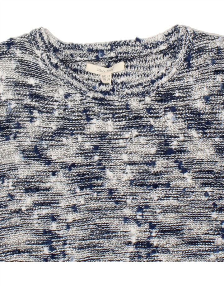 WHITE STUFF Womens Boat Neck Jumper Sweater UK 10 Small Navy Blue Flecked Vintage White Stuff and Second-Hand White Stuff from Messina Hembry 