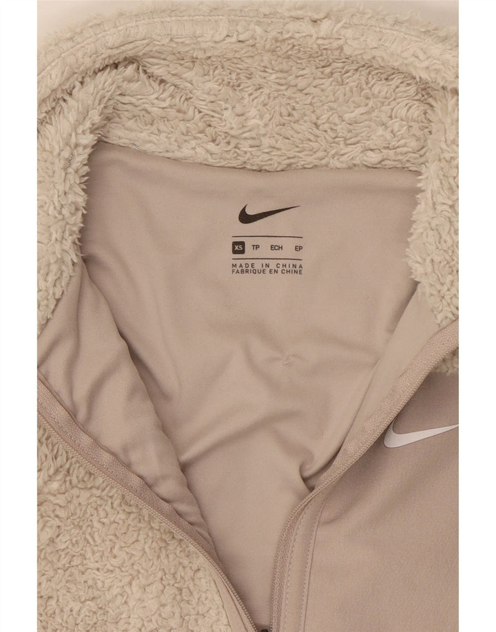 Giacca in pile oversize da donna NIKE UK 6 XS Poliestere color block beige