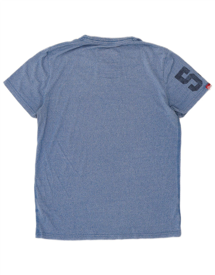 T-shirt grafica da uomo Superdry Top grande in cotone chiazzato blu