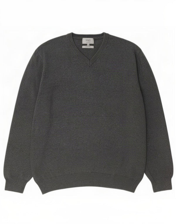 Maglione maglione con scollo a V da uomo Marks & Spencer 2XL cotone grigio