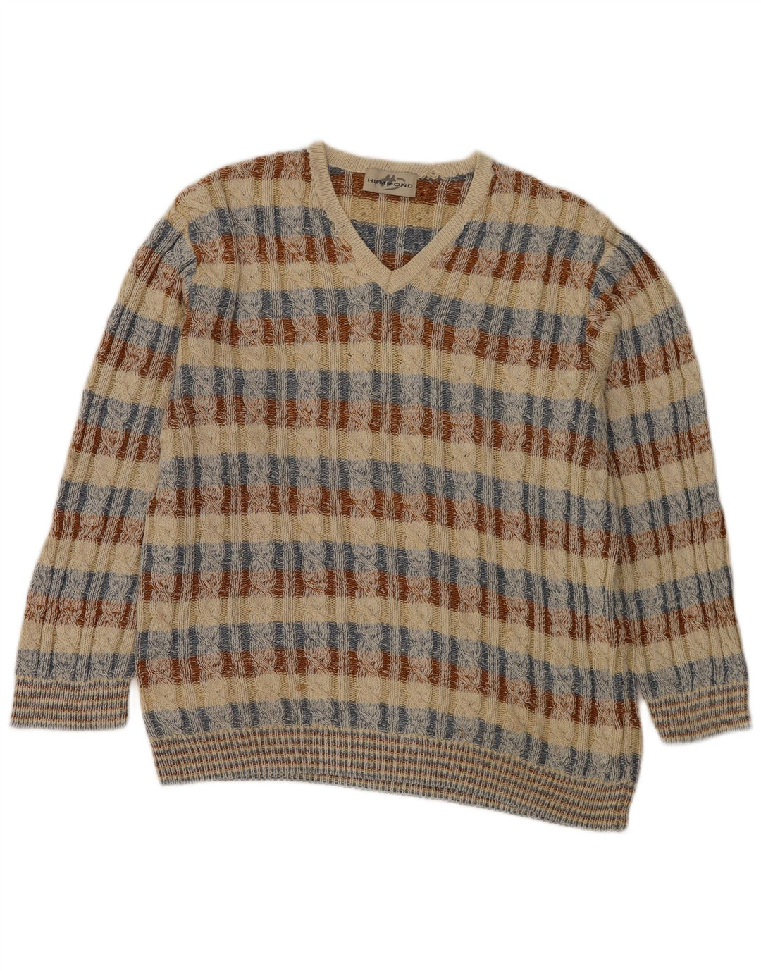 Maglione da uomo con scollo a V Hemmond XL in cotone a quadri multicolore