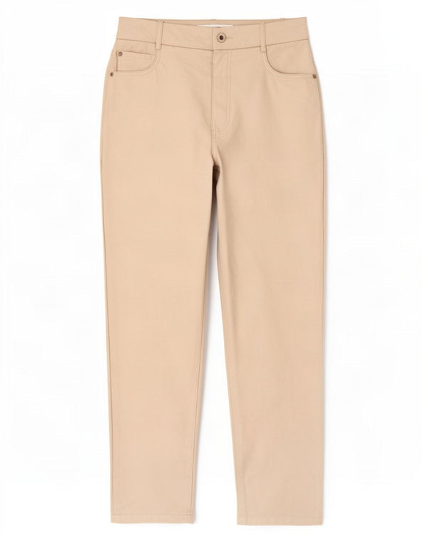 Zara Womens Tapered Faux Leather Trousers EU 38 Small W28 L27 Beige