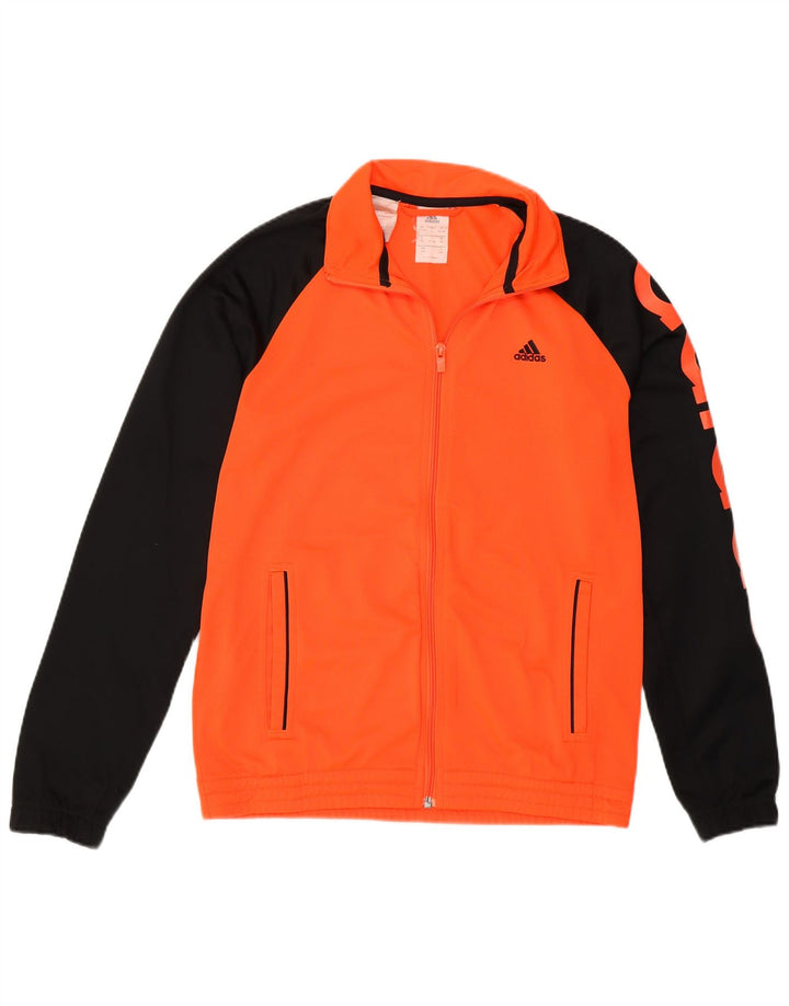 Giacca da ginnastica grafica da ragazzo Adidas 13-14 anni color block arancione