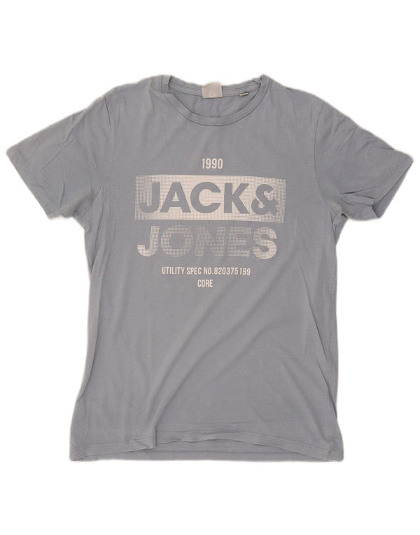 T-shirt grafica da uomo Jack & Jones Top in cotone blu medio