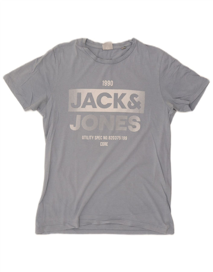 T-shirt grafica da uomo Jack & Jones Top in cotone blu medio