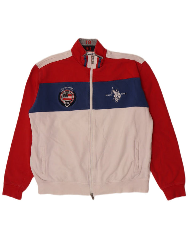 Polo Assn. Giacca da tuta da uomo 4XL in cotone color block bianco