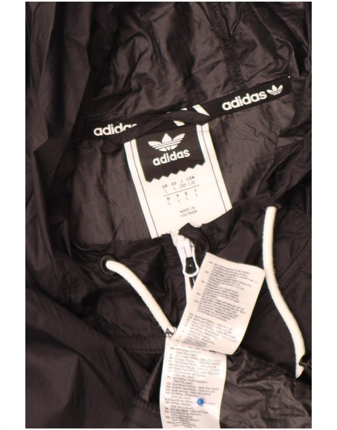 Giacca antipioggia da uomo Adidas con cappuccio UK 40 grande nylon nero