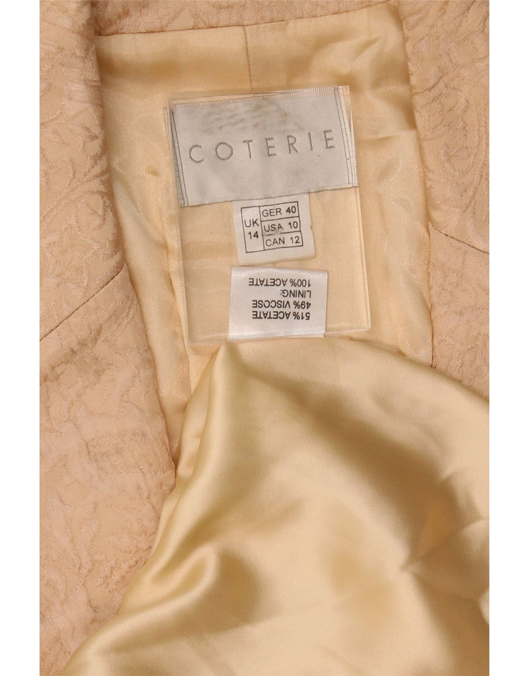 VINTAGE Womens Overcoat UK 14 Large Beige Floral Acetate