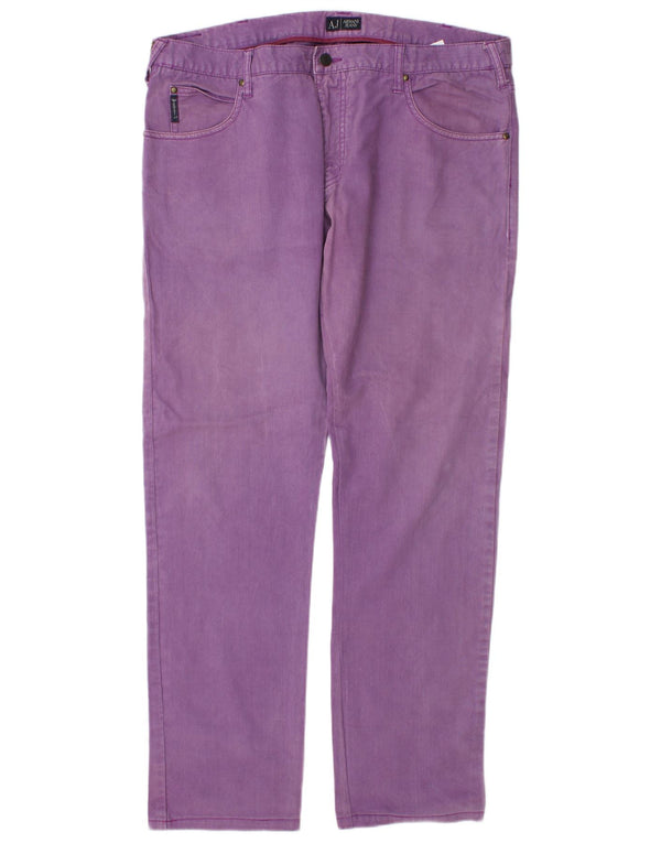 Pantaloni casual dritti da uomo Armani W42 L33 cotone viola